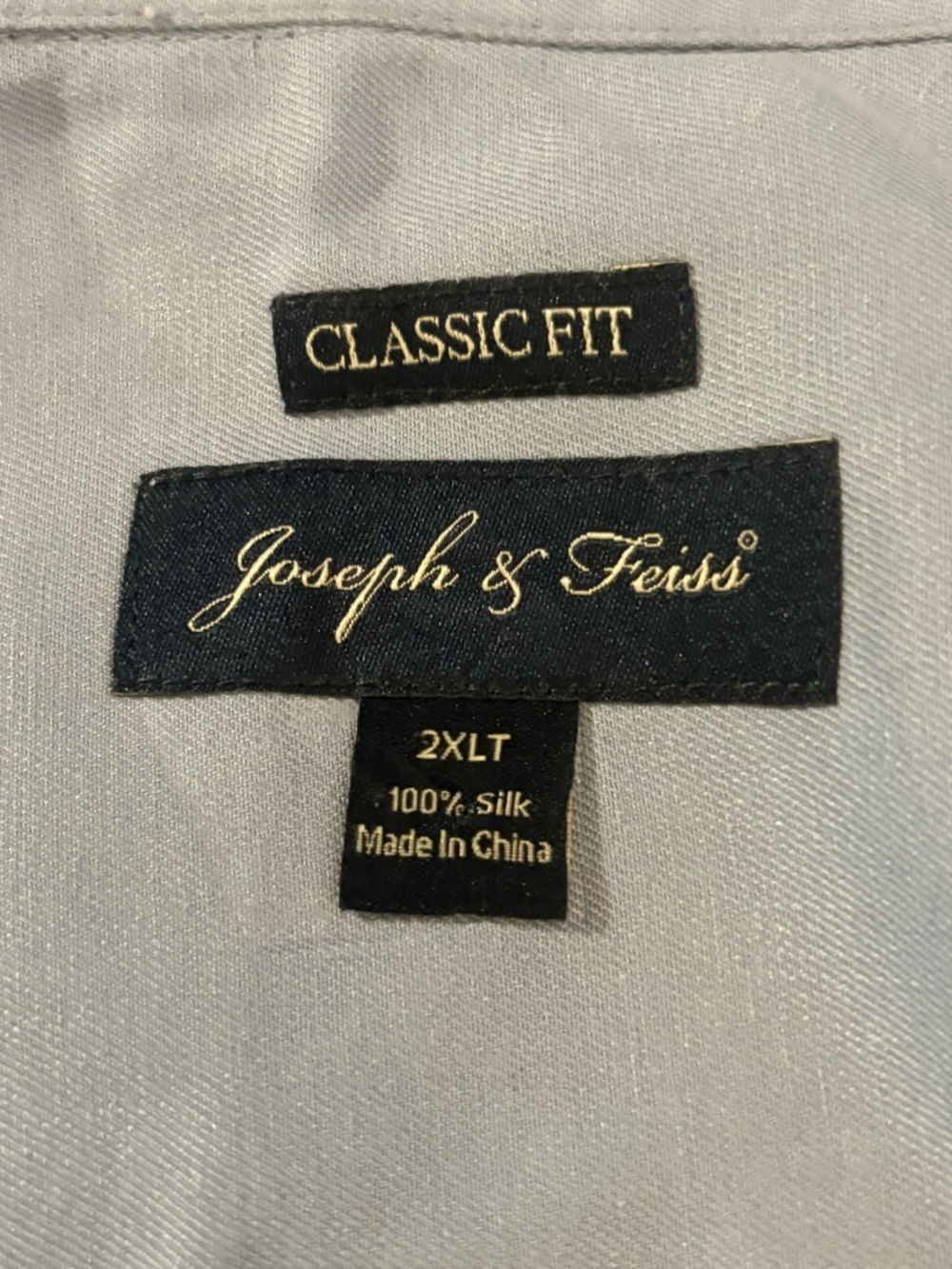 Joseph & Feiss 100% Silk Hawaiian Loop Button Up Blue Shirt Men’s Size 2XLT - Picture 4 of 4